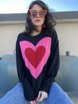 Holographic Heart Oversized Sweater (Pink) – Melanie Jacqueline